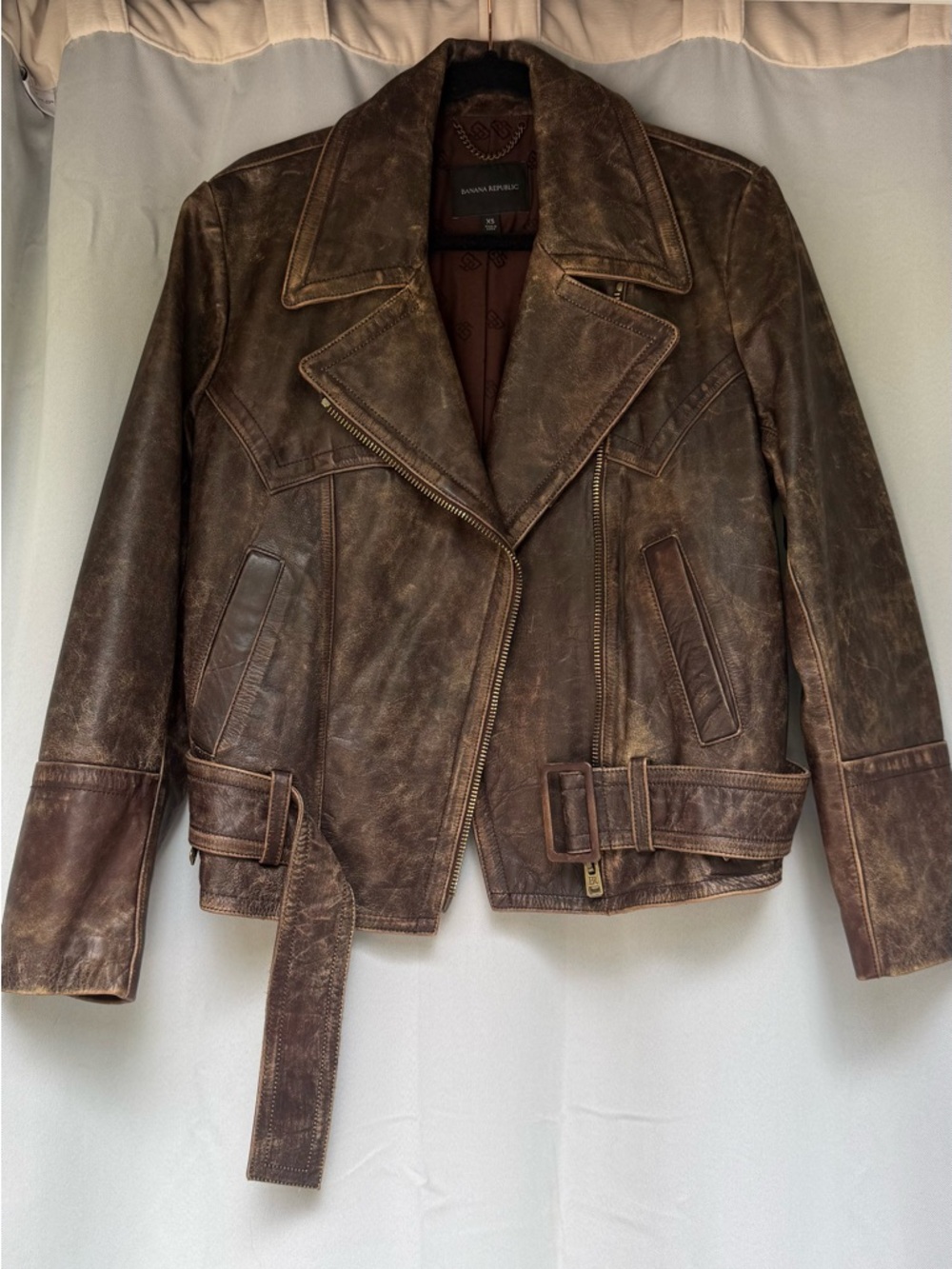 Banana Republic Distressed Brown Leather Jacket